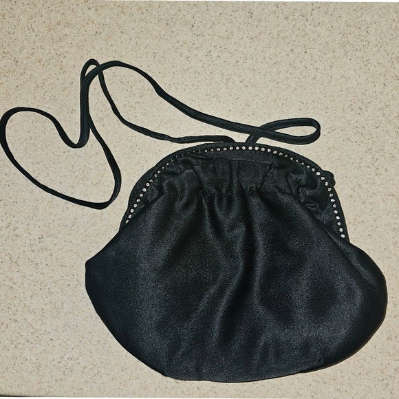 La Regale Handbags - La Regale Black Satin Clutch With Strap